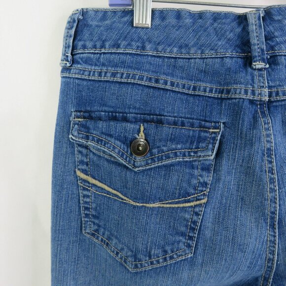 Code Bleu Capris Jeans Size 12 Blue Denim Wash Distressed Faded - Picture 4 of 10